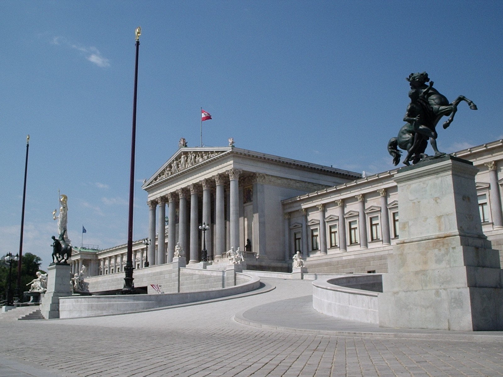 The Austrian Parliament Building in Vienna, a neoclassical landmark and seat of the National Council and Federal Council.