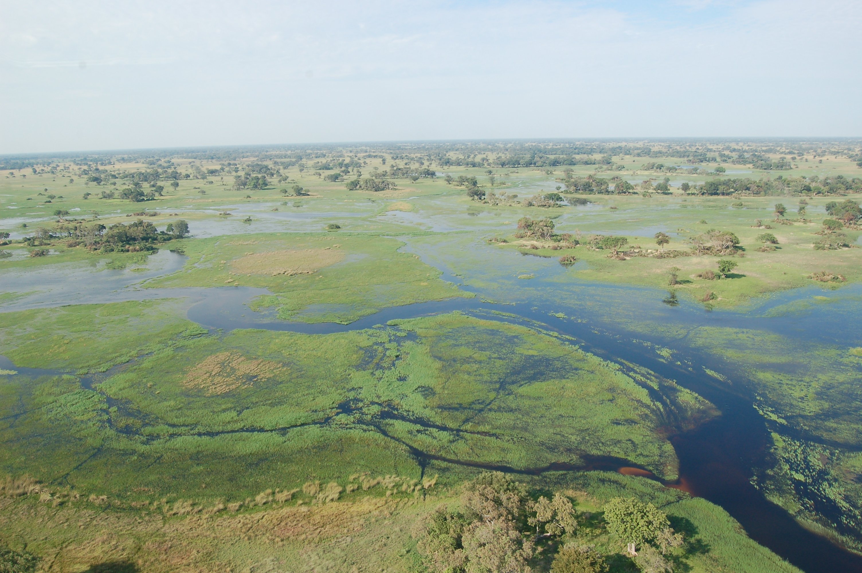 The Okavango Delta, a vast inland river delta and UNESCO World Heritage Site, is one of Botswana’s most iconic natural landmarks known for its wildlife-rich wetlands.