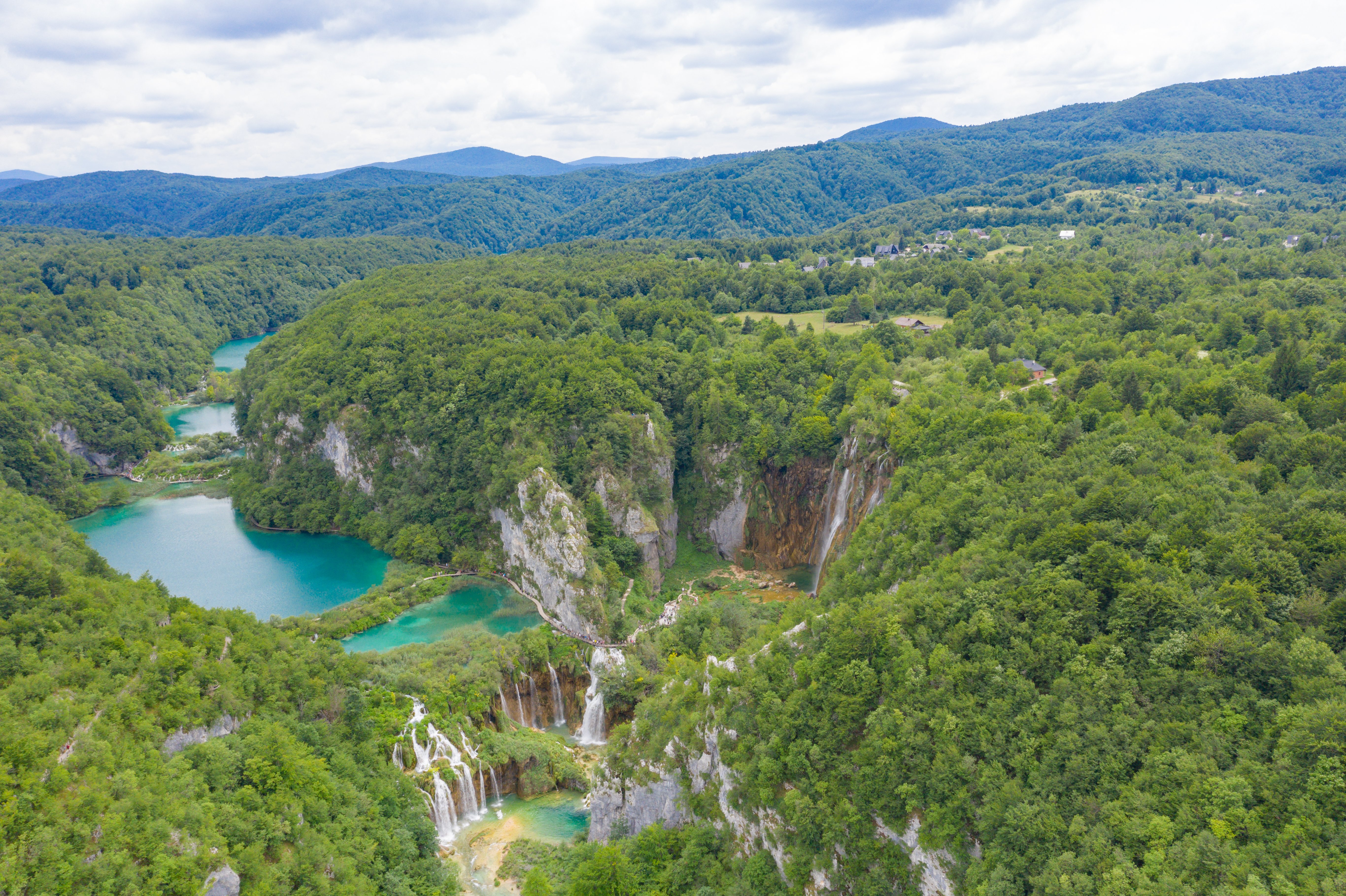 Plitvice Lakes National Park, famed for its terraced waterfalls, is a UNESCO World Heritage site in central Croatia.