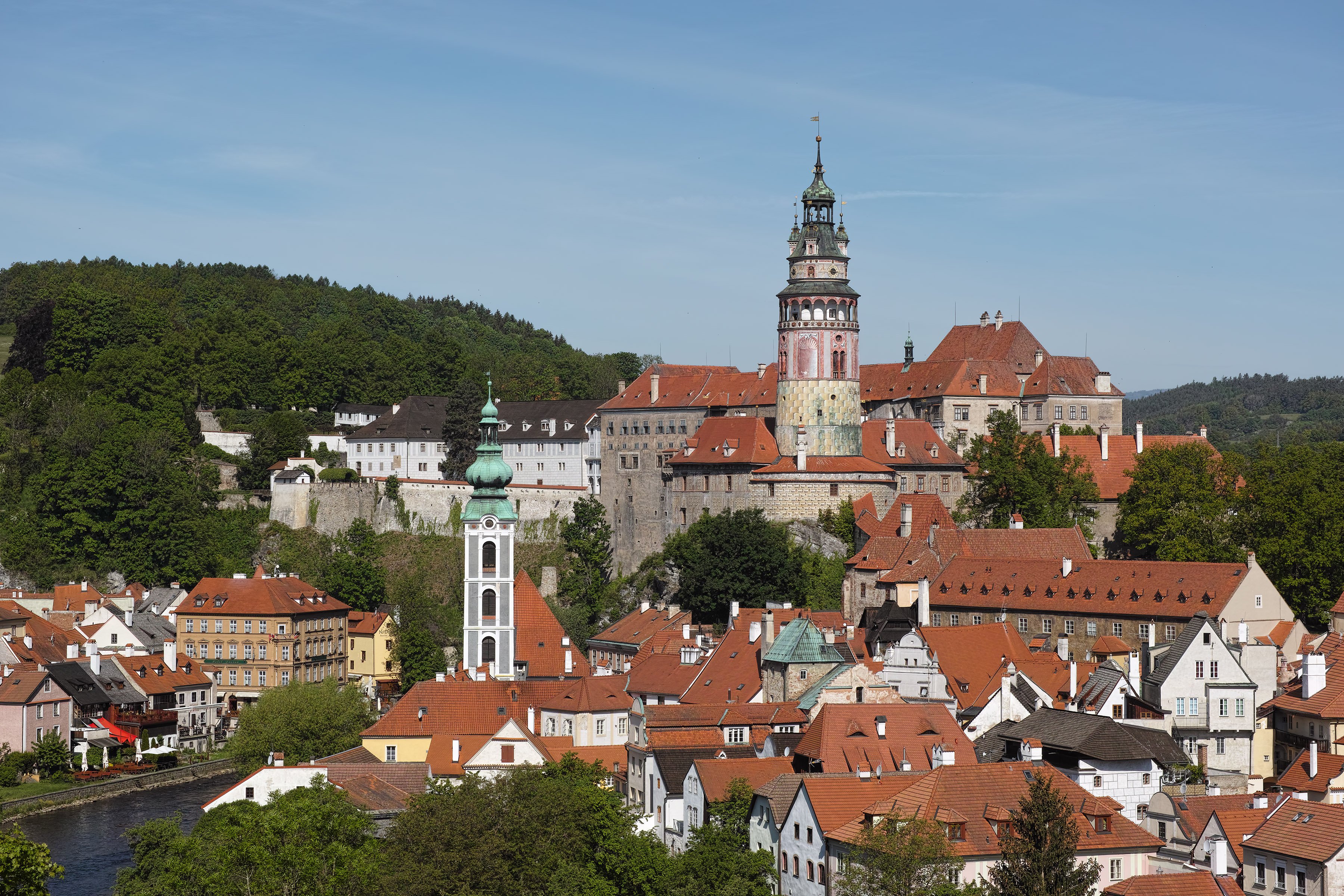 Historic center of Český Krumlov, a UNESCO World Heritage Site in South Bohemia, Czech Republic.