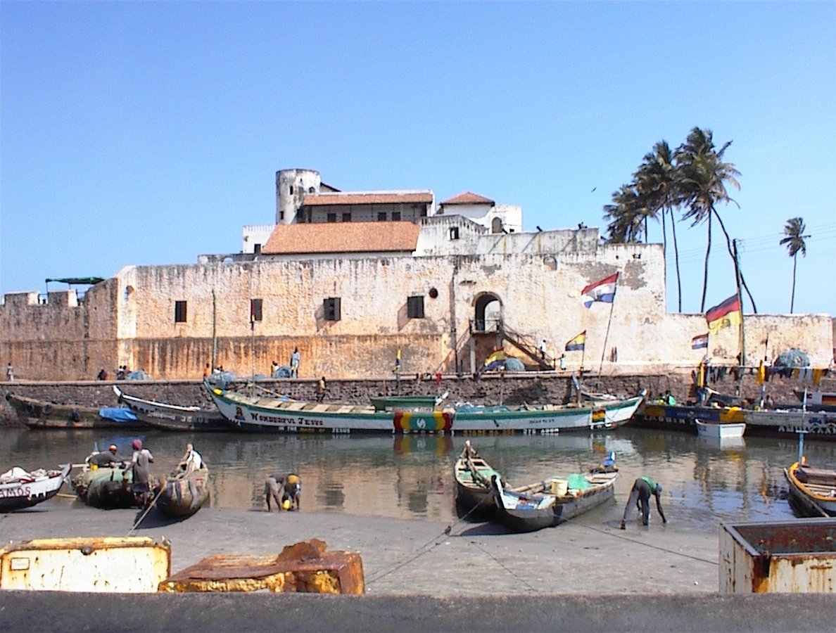 Elmina Castle on Ghana’s coast, a UNESCO World Heritage Site and one of the oldest European buildings in sub-Saharan Africa, central to the history of the Atlantic slave trade.