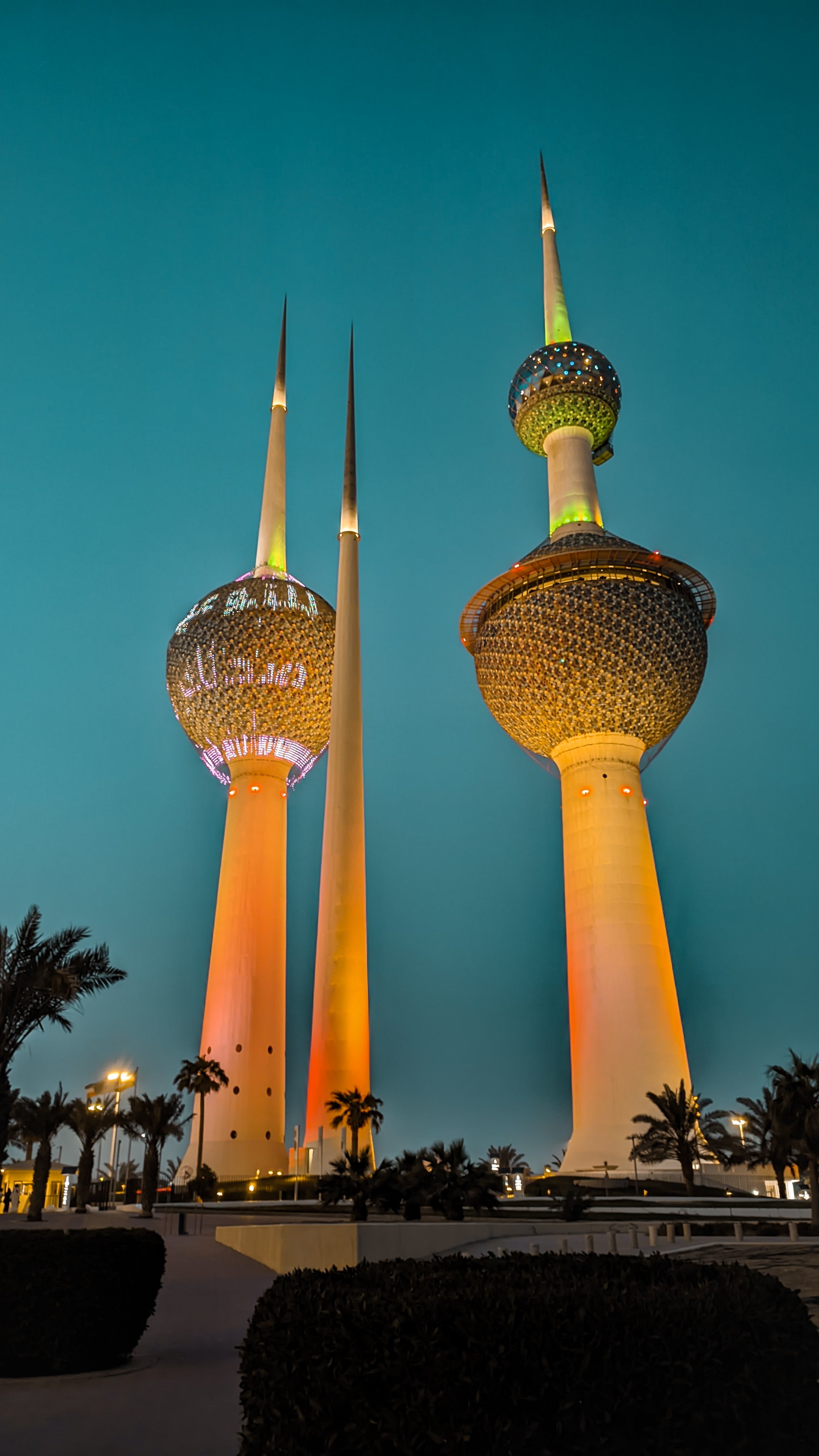 The Kuwait Towers, an iconic symbol of Kuwait City, are landmark water towers and a major cultural monument on the Arabian Gulf coast.