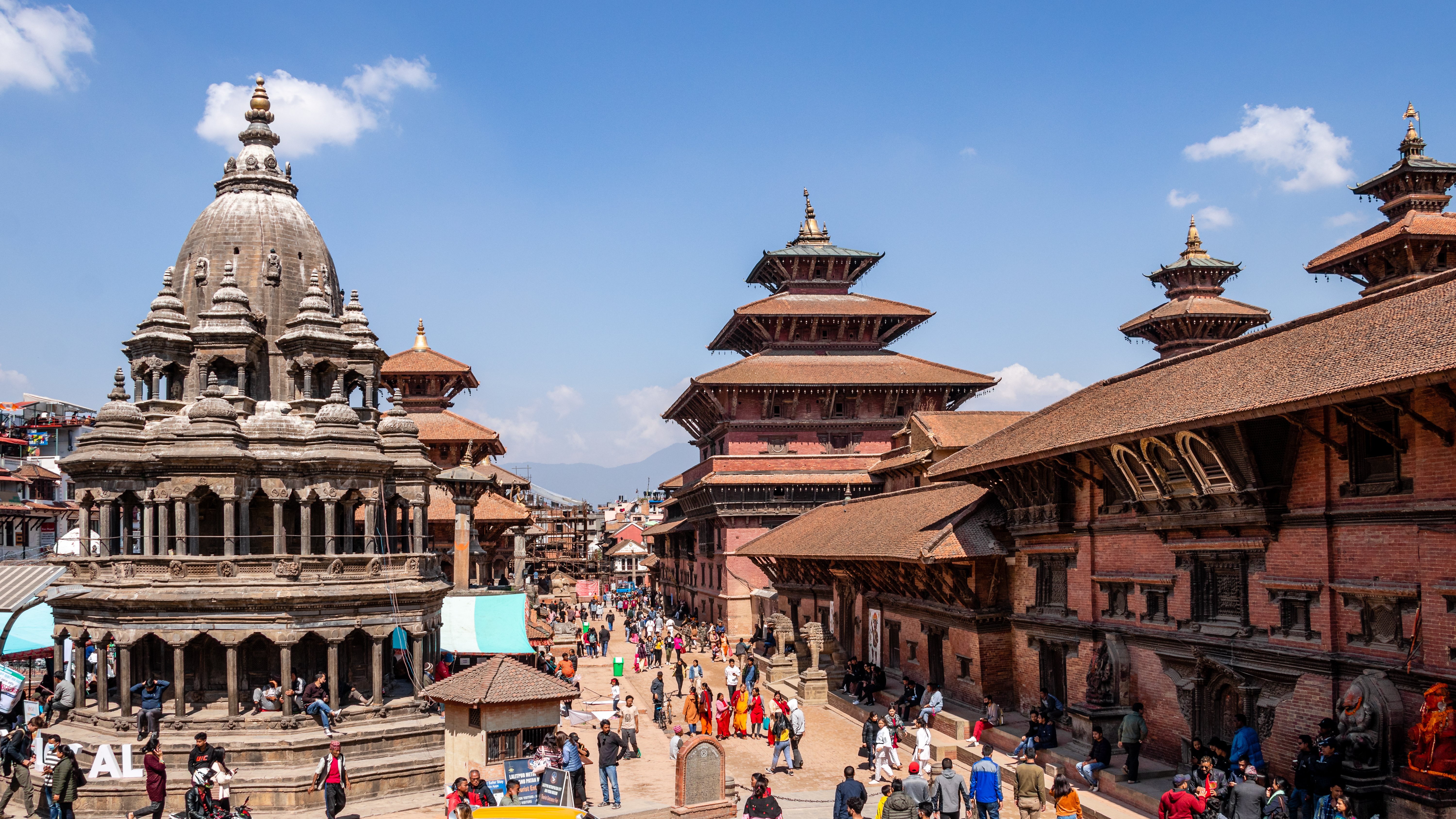 Patan Durbar Square in Lalitpur, a UNESCO World Heritage Site showcasing traditional Newar architecture and historic temples of Nepal.