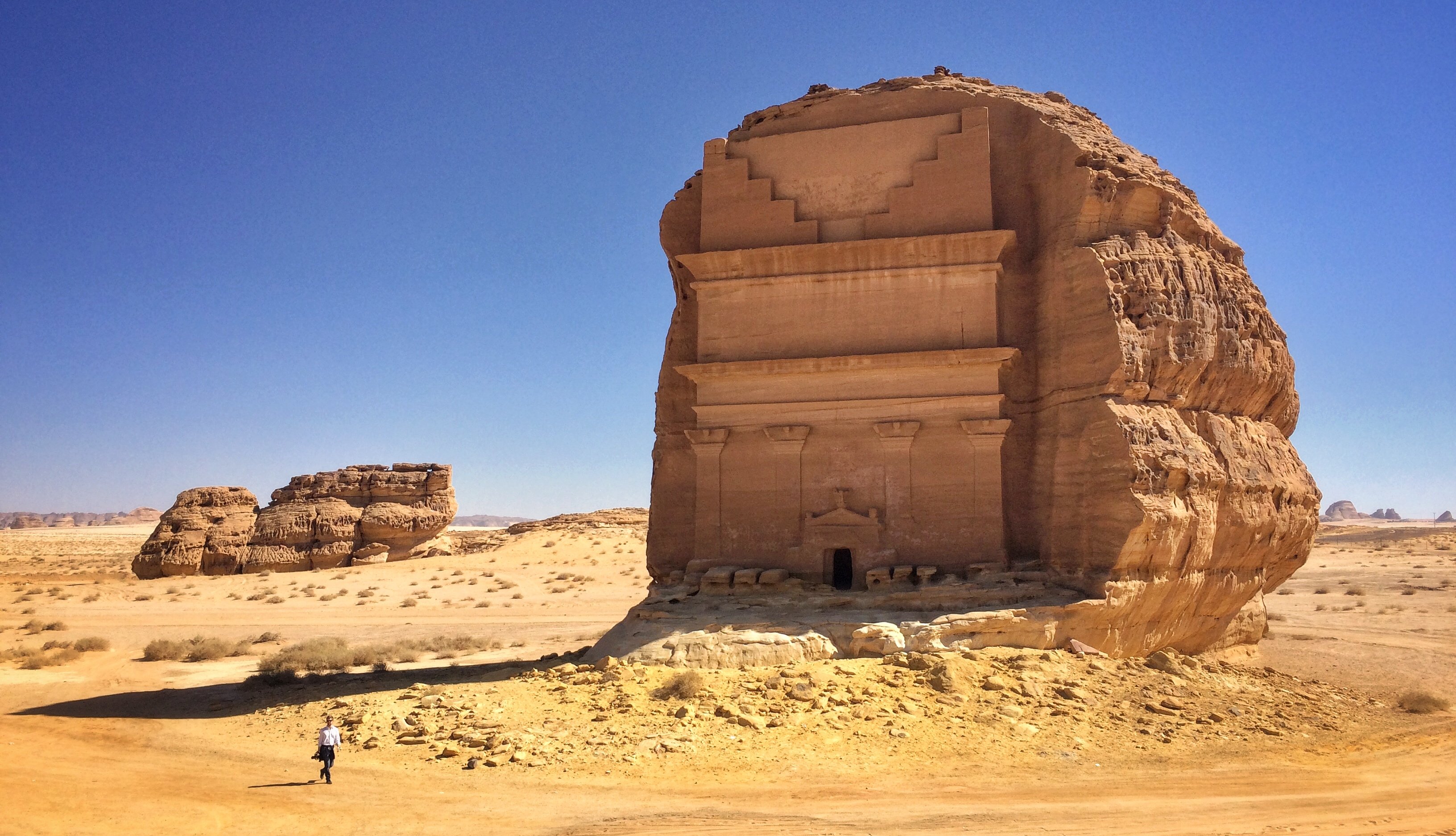 Qasr al-Farid (The Lonely Castle) in Al-‘Ula’s Mada’in Salih, a Nabataean tomb and UNESCO World Heritage Site in Saudi Arabia.